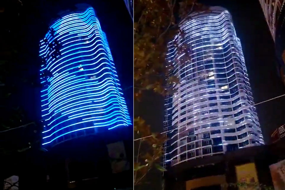 瀑布型樓體夜景亮化，動(dòng)態(tài)視頻效果